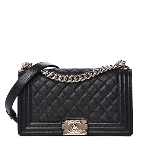 Chanel Boy Flap Quilted Diamond Caviar New Medium Black